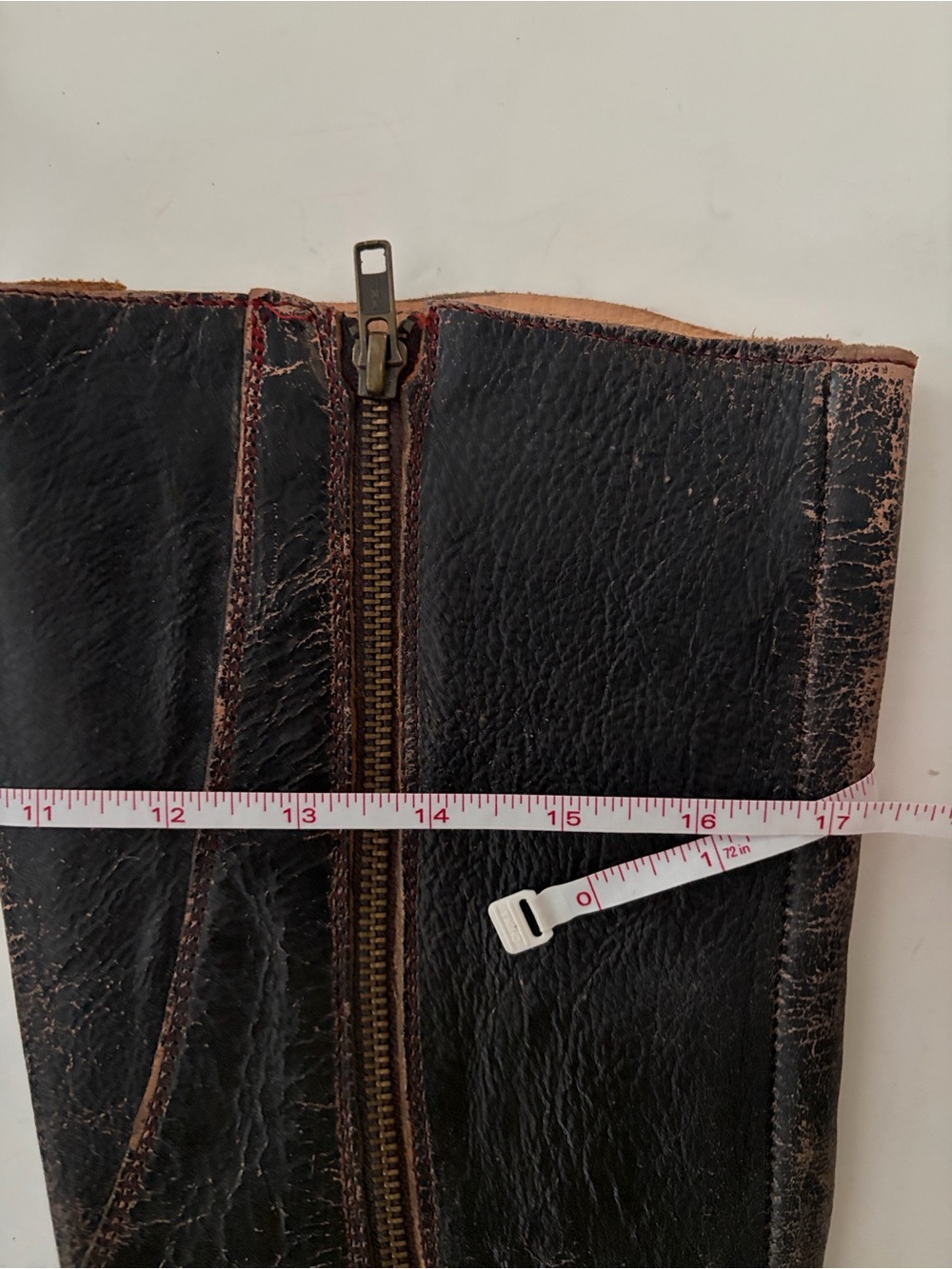 BED STU Glaye Black Lux Distressed Leather Tall Riding Boots Wide Calf size 9.5 - Picture 13 of 16